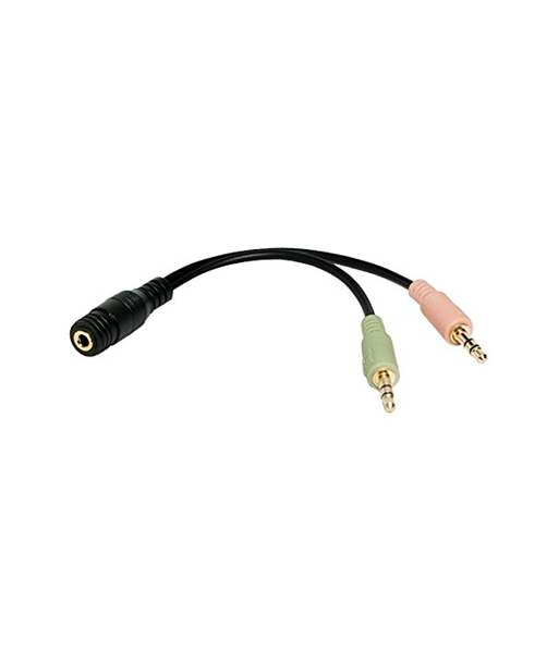 LogiLink 3.5mm Stereo Audio Adapter: 4-Pin Female to 2x Male - Black, 10.5cm LogiLink 3.5mm Stereo Audio Adapter: 4-Pin Female to 2x Male - Black, 10.5cm