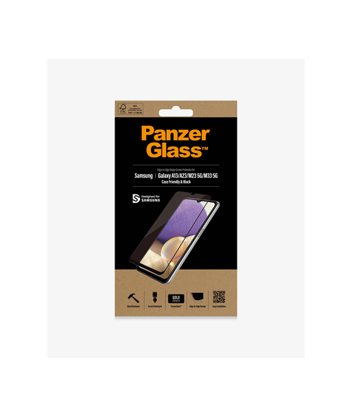 PanzerGlass, Screen protector, Samsung, Galaxy A13/M23 5G/M33 5G, Glass, Black, Case Friendly