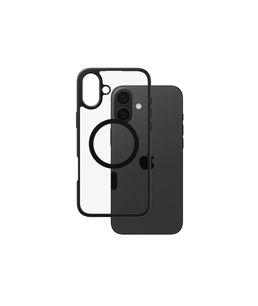 CARE by PanzerGlass Case Flagship Urban Combat, Back protection, Apple, iPhone 16 Plus, Recycled plastic, Transparent/Black