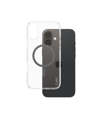 CARE by PanzerGlass Case Flagship, Back protection, Apple, iPhone 16 Plus, Recycled plastic, Transparent/Black, MagSafe