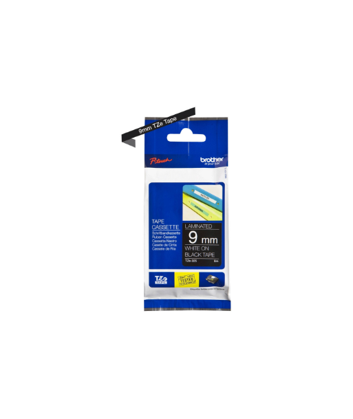 Brother, TZe-325 Laminated Tape, White on Black, TZe, 8 m, 9 cm Brother, TZe-325 Laminated Tape, White on Black, TZe, 8 m, 9 cm