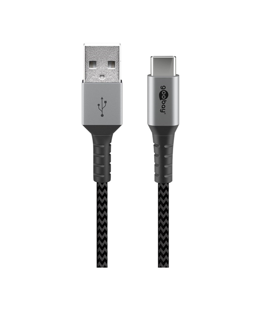 Goobay, USB-C to USB-A Textile Cable with Metal Plugs, 49296, USB-C to USB-A Goobay, USB-C to USB-A Textile Cable with Metal Plugs, 49296, USB-C to USB-A