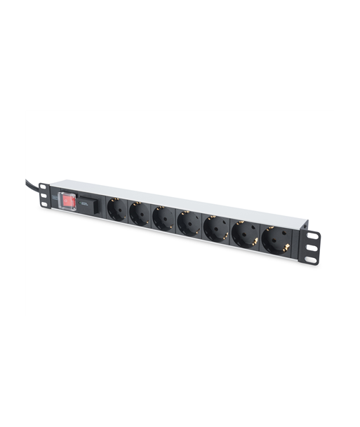 Digitus | 1U Aluminum PDU, rackmountable, 7x safety outlet 16A Plug, 250VAC 50/60Hz, switch, surge protection | DN-95407 Digitus | 1U Aluminum PDU, rackmountable, 7x safety outlet 16A Plug, 250VAC 50/60Hz, switch, surge protection | DN-95407