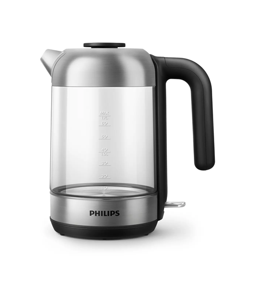 Чайник Philips, HD9339/80, Electric, 2200 W, 1.7 L, Stainless steel/Glass, 360° rotational base, Black/Silver