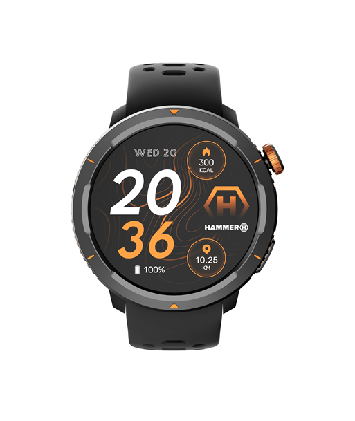 Hammer Watch 2 Lite, Smart watch, AMOLED, 1.43", Waterproof, Black