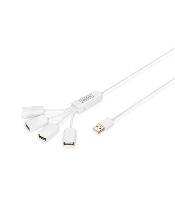 Digitus USB 2.0 Cable Hub, 4-Port 4x USB A/F, 1x USB A male, DC2.5mm (PSU not incl.) DA-70216