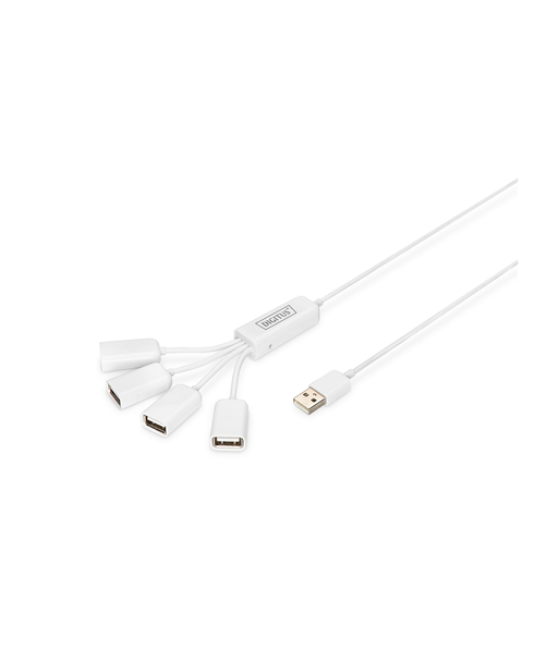 Digitus USB 2.0 Cable Hub, 4-Port 4x USB A/F, 1x USB A male, DC2.5mm (PSU not incl.) DA-70216