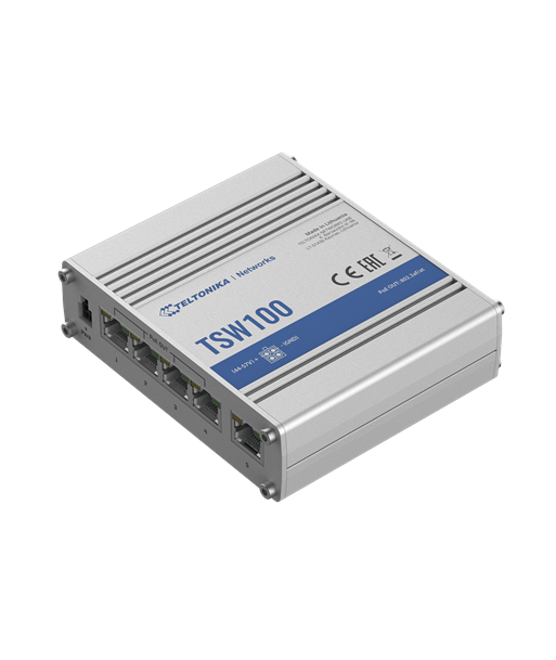 Teltonika, Industiral POE+ Swith, TSW100, Unmanaged, Desktop, Gigabit Ethernet (copper) ports quantity 5, Power over Ethernet Teltonika, Industiral POE+ Swith, TSW100, Unmanaged, Desktop, Gigabit Ethernet (copper) ports quantity 5, Power over Ethernet