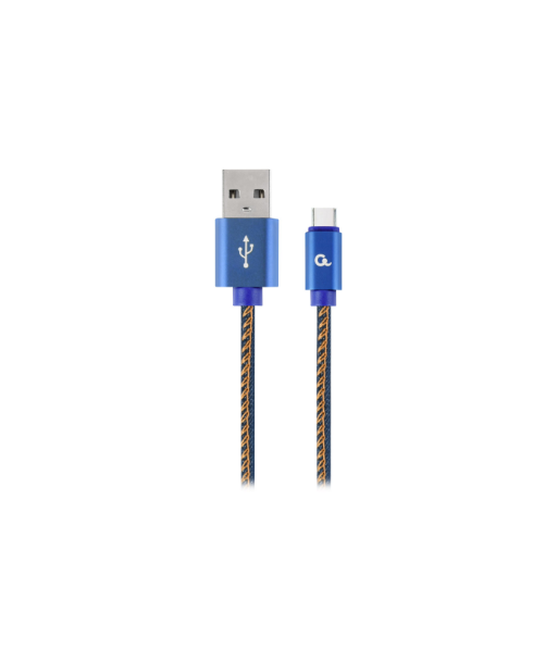 Cablexpert Premium Jeans (Denim) Type-C USB Cable with Metal Connectors | CC-USB2J-AMCM-1M-BL