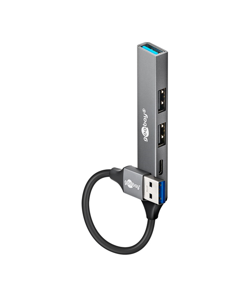 Goobay Slim 4-Port USB Hub, USB-A to USB-C/USB-A, 5 Gbit/s | 74458 Goobay Slim 4-Port USB Hub, USB-A to USB-C/USB-A, 5 Gbit/s | 74458