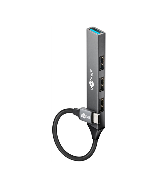Goobay Slim 4-Port USB Hub, USB-C to USB-A, 5 Gbit/s | 74457 Goobay Slim 4-Port USB Hub, USB-C to USB-A, 5 Gbit/s | 74457