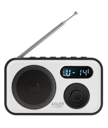 Adler, PLL AM/FM Digital Radio, AD 1906, Alarm function, White/Black