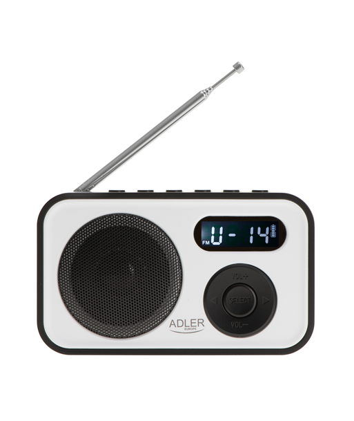 Adler, PLL AM/FM Digital Radio, AD 1906, Alarm function, White/Black