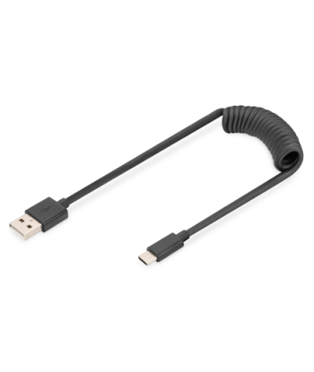 Digitus, USB 2.0 Type A to USB C Spiral Cable, AK-300430-006-S, USB-A to USB-C USB 2.0 Type A, plug, USB C, plug