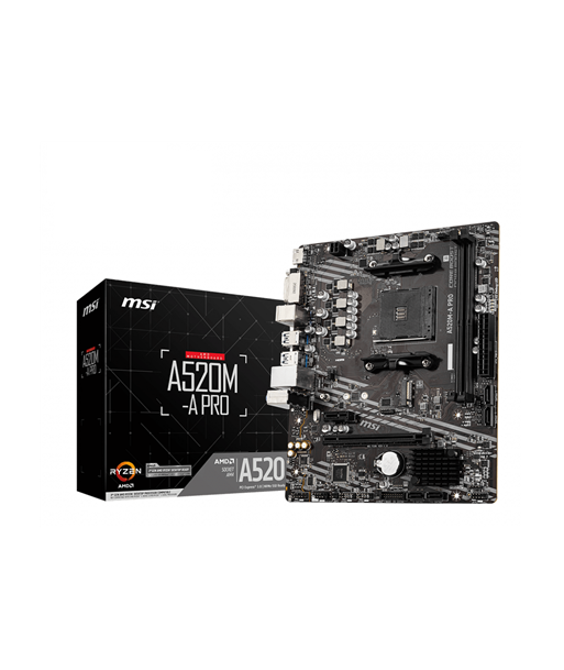 MSI, A520M-A PRO, Processor family AMD, Processor socket AM4, DDR4, Memory slots 2, Chipset AMD A, Micro ATX