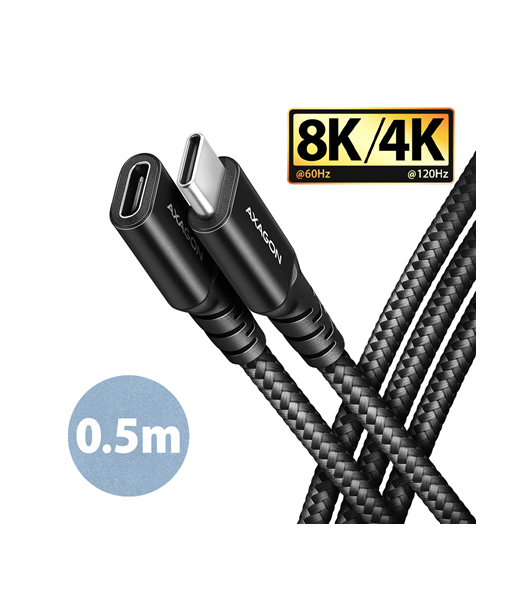 AXAGON BUCM32-CF05AB extensions cable USB-C (M) -- USB-C (F), 0.5m, USB 20Gbps PD 240W 5A