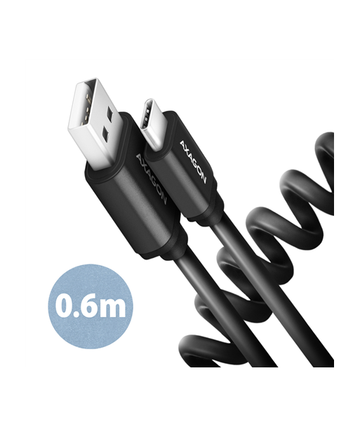 CABLE USB-C TO USB2.0 0.6M/TWISTER BLK BUCM-AM10TB AXAGON