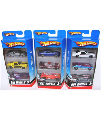 Hot Wheels, 3 Car Pack, You receive a single item (Random Selection in the warehouse), 1:64-scale with authentic styling and