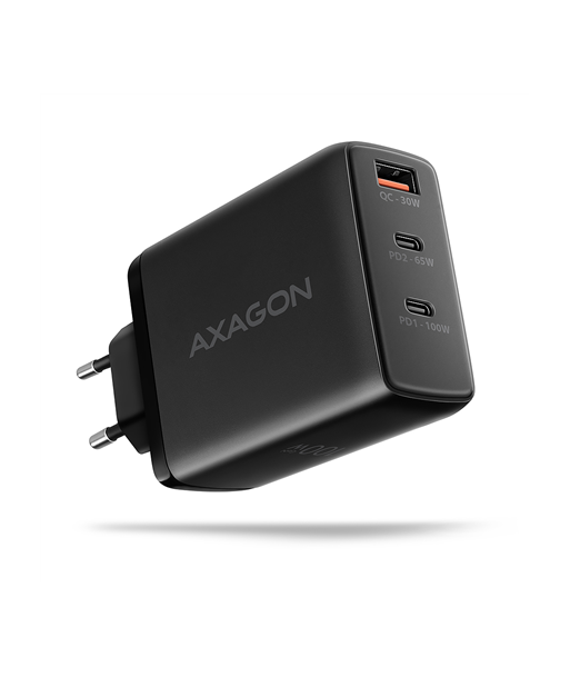 AXAGON ACU-DPQ100 GaN Wall charger 100W, 3x port (USB-A + dual USB-C), PD3.0/PPS/QC4+/Apple AXAGON ACU-DPQ100 GaN Wall charger 100W, 3x port (USB-A + dual USB-C), PD3.0/PPS/QC4+/Apple