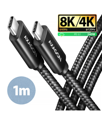 AXAGON BUCM4X-CM10AB NewGEN+ cable USB-C -- USB-C, 1m, USB4 Gen 3×2, PD 240W, 8K HD, ALU