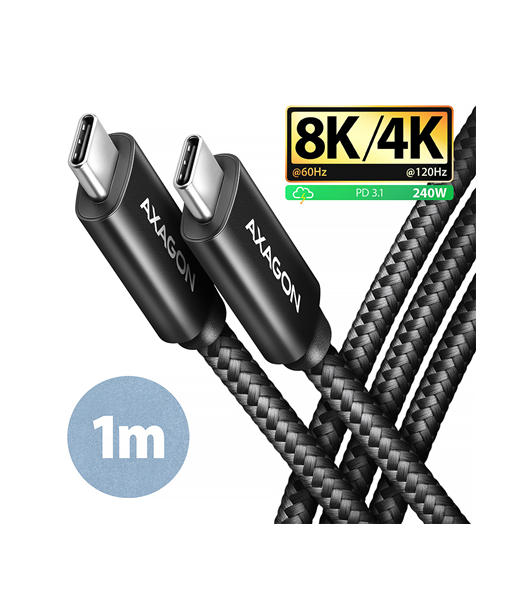 AXAGON BUCM4X-CM10AB NewGEN+ cable USB-C -- USB-C, 1m, USB4 Gen 3×2, PD 240W, 8K HD, ALU AXAGON BUCM4X-CM10AB NewGEN+ cable USB-C -- USB-C, 1m, USB4 Gen 3×2, PD 240W, 8K HD, ALU