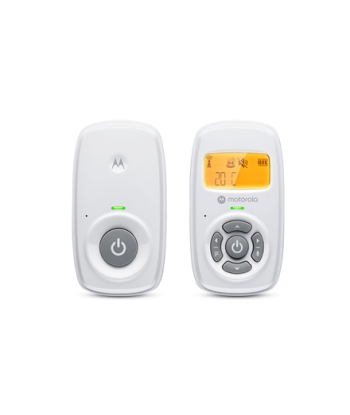 Motorola, Audio Baby Monitor, AM24, 1.5” LCD black and white display with orange backlight, 1.5” LCD black and white display