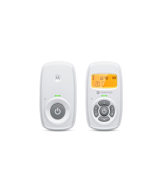 Motorola, Audio Baby Monitor, AM24, 1.5” LCD black and white display with orange backlight, 1.5” LCD black and white display