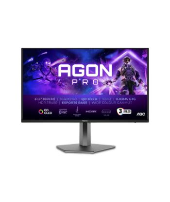 AOC AG326UD, 32", OLED, 165 Hz, 0.03 ms, 3840 x 2160 pixels, 250 cd/m², HDMI ports quantity 2