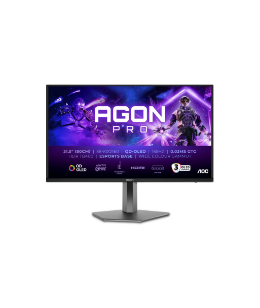 AOC AG326UD, 32", OLED, 165 Hz, 0.03 ms, 3840 x 2160 pixels, 250 cd/m², HDMI ports quantity 2