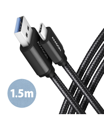 AXAGON BUCM3-AM15AB SPEED cable USB-C -- USB-A, 1.5m, USB 3.2 Gen 1, 3A, ALU, braid