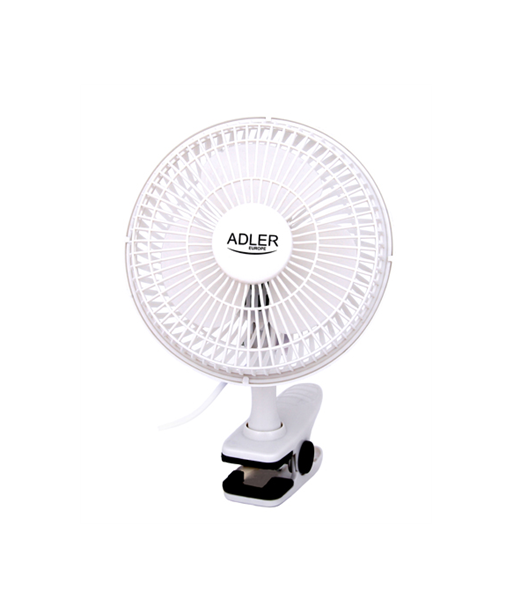 Lauaventilaator Adler, Fan with clip, AD 7317, White, Diameter 15 cm, Number of speeds 2, 30 W, No