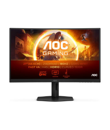 AOC CQ27G4X, 27", VA, QHD, 16:9, 180 Hz, 1 ms, 2560 x 1440 pixels, 300 cd/m², HDMI ports quantity 2, Warranty 36 month(s)