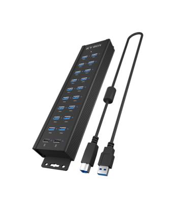 Raidsonic | 20-in-1 USB HUB with power supply, on/off button and mounting brackets | IB-HUB1720-U3