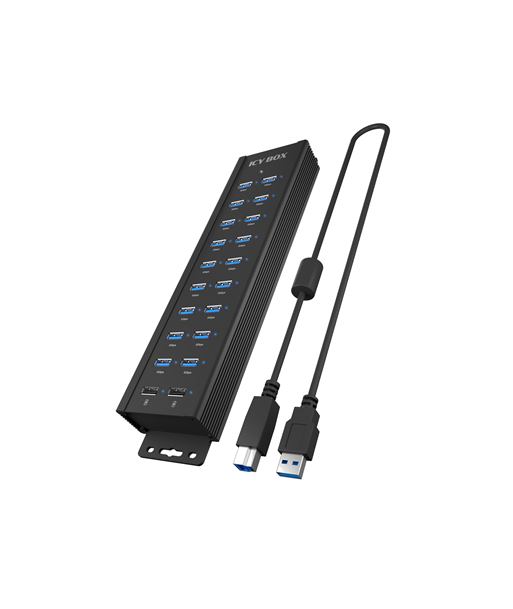 Raidsonic | 20-in-1 USB HUB with power supply, on/off button and mounting brackets | IB-HUB1720-U3