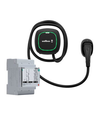 Wallbox Pulsar Max Electric Vehicle charge, 5 meter cable Type 2, 22KW, IK10 protection rating, Black + Wallbox Power Meter (3