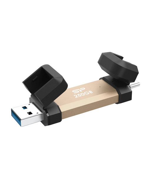 SILICON POWER DS72 Dual USB-C/USB 3.2 Gen 2, 250GB, Gold | Silicon Power