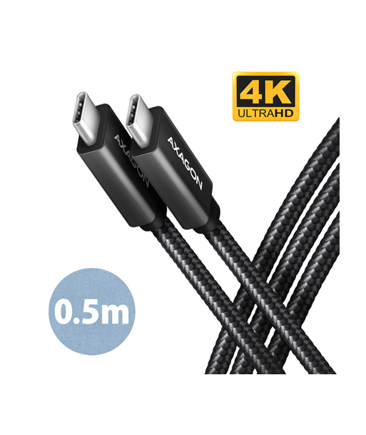 CABLE USB-C TO USB-C 0.5M 100W/BLACK BUCM32-CM05AB AXAGON