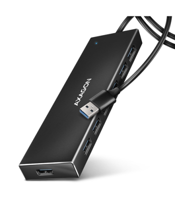 AXAGON HUE-F7A 7x USB 3.2 Gen 1 ALU FLAT CHARGING hub, micro USB power