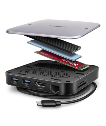 AXAGON HMC-UFO USB 10Gbps hub, 2x USB-A, USB-C, HDMI 4k/60, RJ-45, M.2