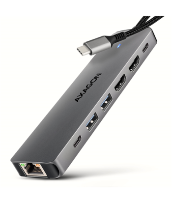 AXAGON HMC-7HX2 USB 5Gbps hub, 2x USB-A, USB-C, 2x HDMI 4k/60Hz, RJ-45