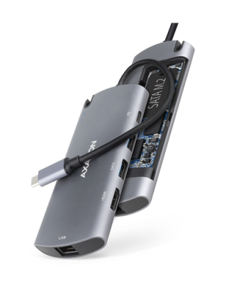AXAGON HMC-6M2 USB 3.2 Gen 1 hub, 2x USB-A, HDMI, RJ-45, SATA M.2