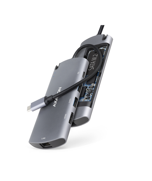 AXAGON HMC-6M2 USB 3.2 Gen 1 hub, 2x USB-A, HDMI, RJ-45, SATA M.2 AXAGON HMC-6M2 USB 3.2 Gen 1 hub, 2x USB-A, HDMI, RJ-45, SATA M.2