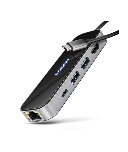 AXAGON USB-C 5Gbps GLASS 6in1 Hub | HMC-6GLN