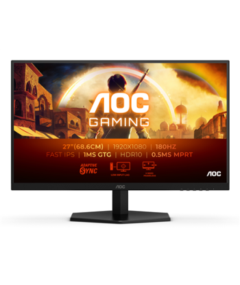 AOC 27G42E, 27", IPS, FHD, 16:9, 180 Hz, 1 ms, 1920 x 1080 pixels, 300 cd/m², HDMI ports quantity 1, Black