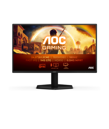 AOC 25G42E, 25", IPS, FHD, 16:9, 180 Hz, 1 ms, 1920 x 1080 pixels, 300 cd/m², HDMI ports quantity 1, Black