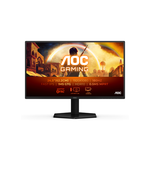 AOC 25G42E, 25", IPS, FHD, 16:9, 180 Hz, 1 ms, 1920 x 1080 pixels, 300 cd/m², HDMI ports quantity 1, Black