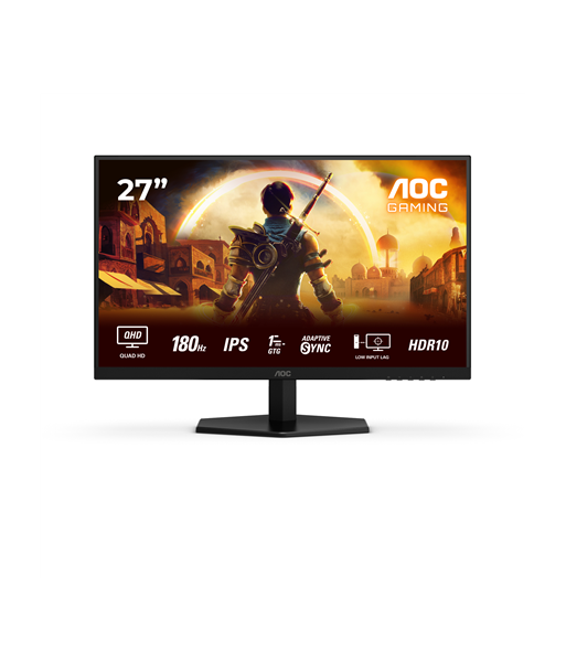 AOC Q27G42XE, 27", IPS, QHD, 16:9, 180 Hz, 1 ms, 2560 x 1440 pixels, 300 cd/m², HDMI ports quantity 2, Black