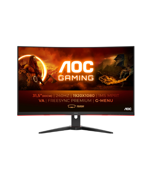 Mängumonitor AOC, Curved, C32G2ZE, 31.5", VA, FHD, 16:9, 240 Hz, 1 ms, 1920 x 1080, 300 cd/m², Headphone out (3.5mm), HDMI