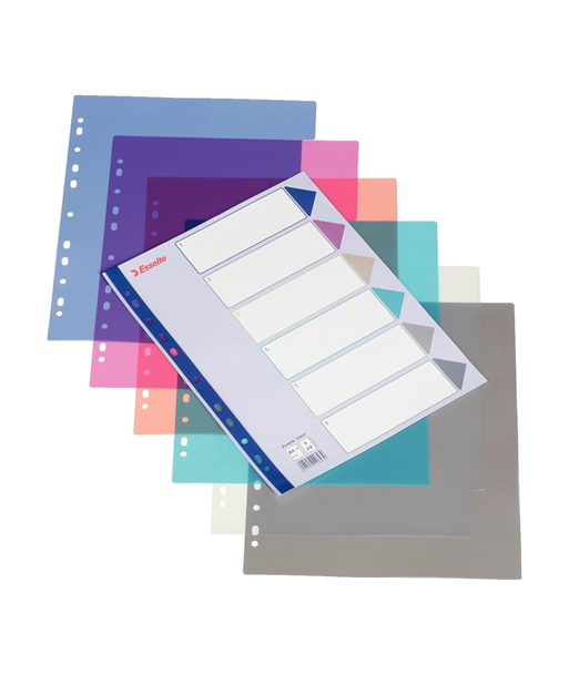 Esselte PP A4 Maxi dividers 6pcs mix colors (20647) Esselte PP A4 Maxi dividers 6pcs mix colors (20647)