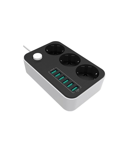 10 A, Power Socket :3 EU plugs/6USB Blac, CW-CHE36B, Black, 1.8 m 10 A, Power Socket :3 EU plugs/6USB Blac, CW-CHE36B, Black, 1.8 m